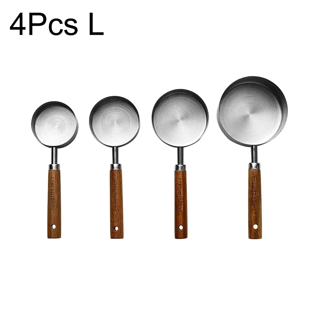 Stainless Steel Measuring Cup & Spoon Set – Rosewood Handles