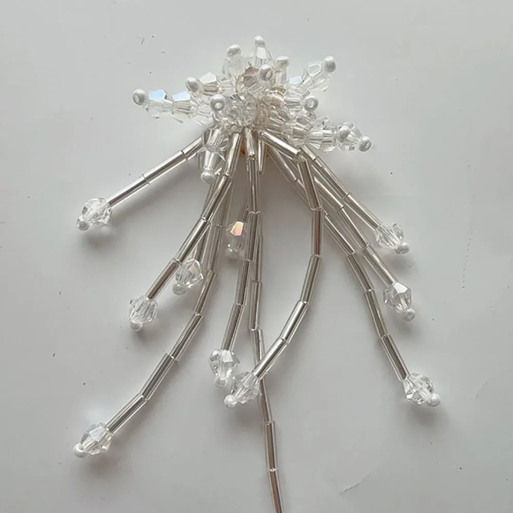 3D Crystal Beaded Flower Patch – Hand-Sewn Glass Bead Appliqué