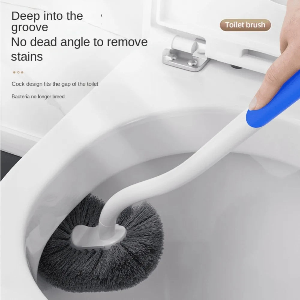 Wall-Mounted S-Shape Toilet Brush – Long Handle, No Dead Corners