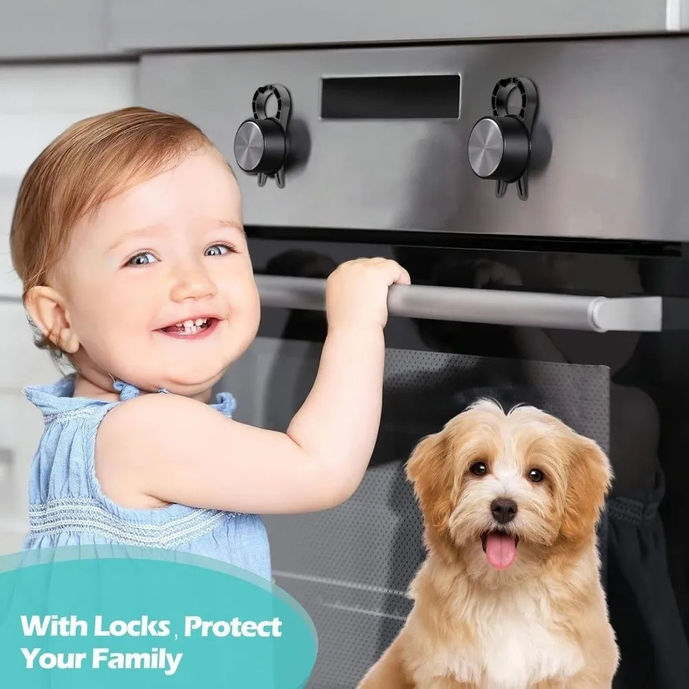 Stove Knob Covers Child Safety Locks – Black 10-Pack