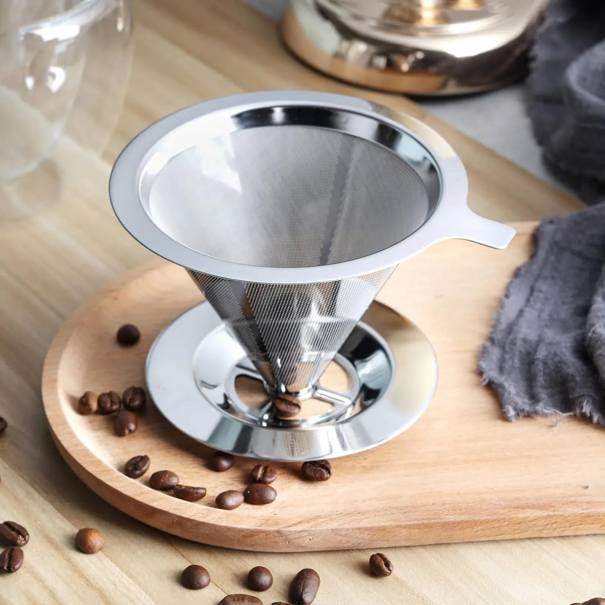 Reusable Double Layer Stainless Steel Coffee Filter & Tea Strainer