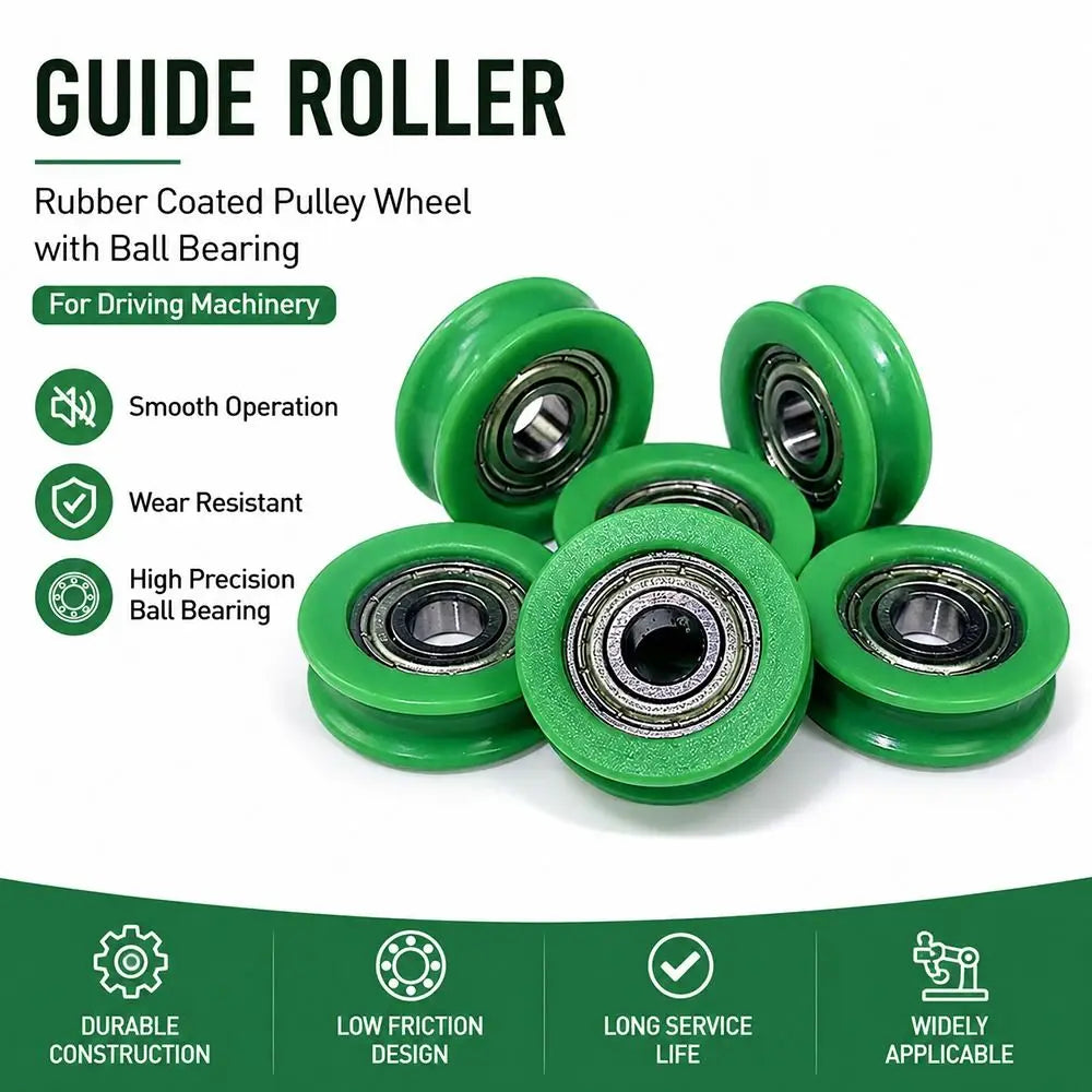 10Pcs 5mm U-Groove Guide Pulley Nylon POM Stainless Steel Wheels