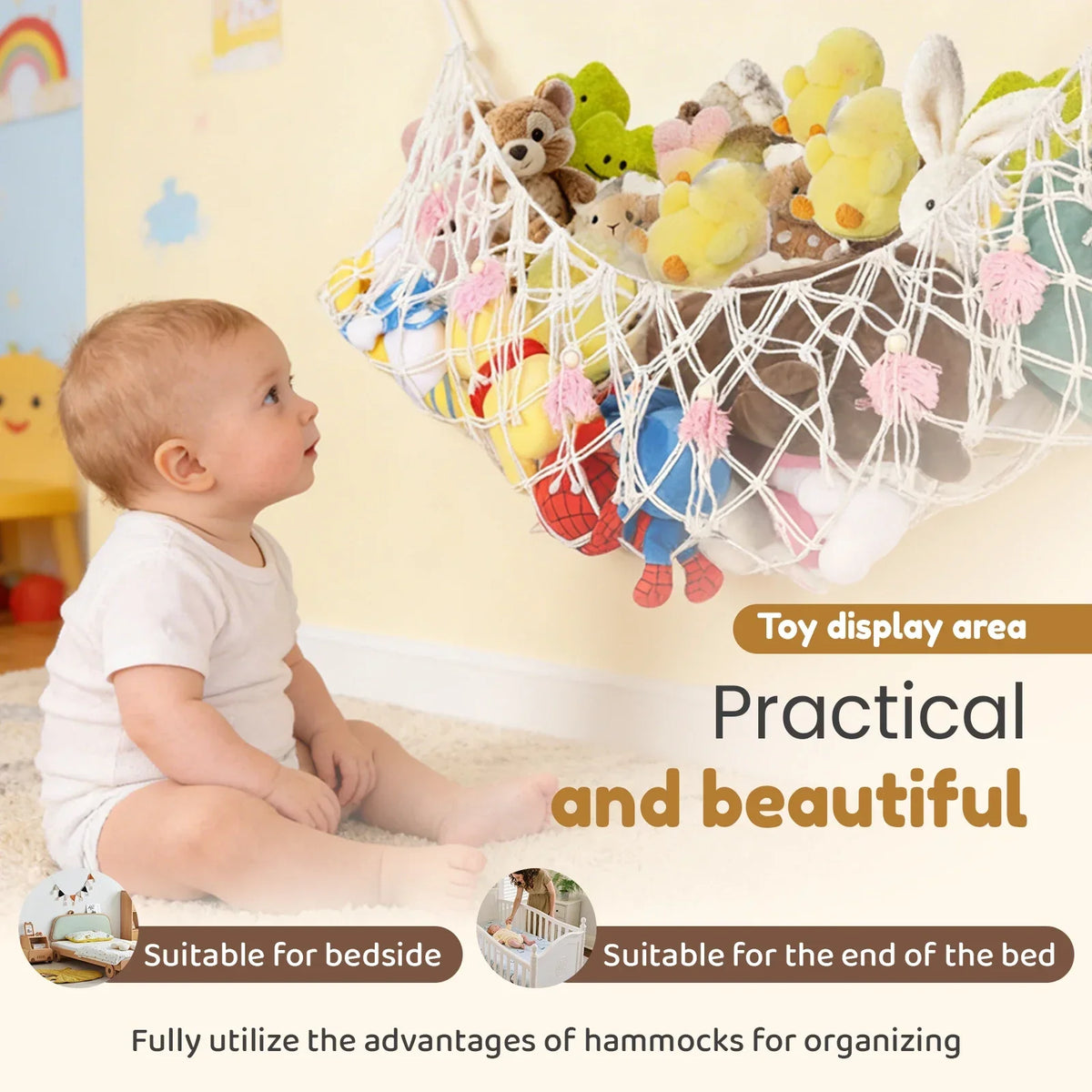 Stuffed Animal Hammock Net – Cotton Rope Toy Organizer