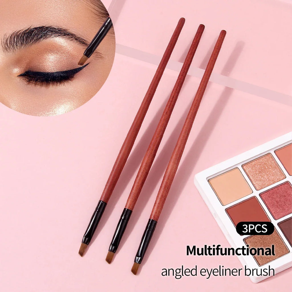 3-Piece Angled Eyeliner & Eyebrow Brush Set – Ultra-Thin Tips