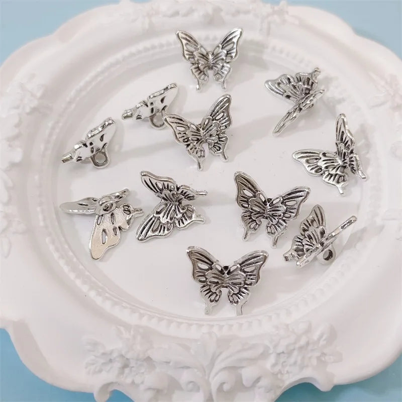 20Pcs Antique Silver Butterfly Charms for DIY Jewelry Making