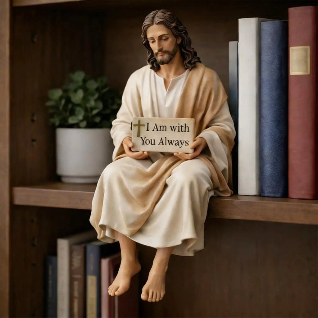 Hand Painted Jesus Figurine Sitting Pose Resin Statue – 4.7"