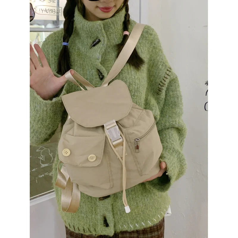 Korean-Style Nylon Backpack – Casual College Travel Bag