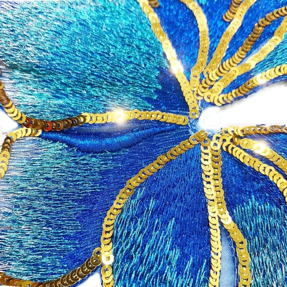 3D Sequin Flower Embroidery Applique Sew-On Lace Patch DIY