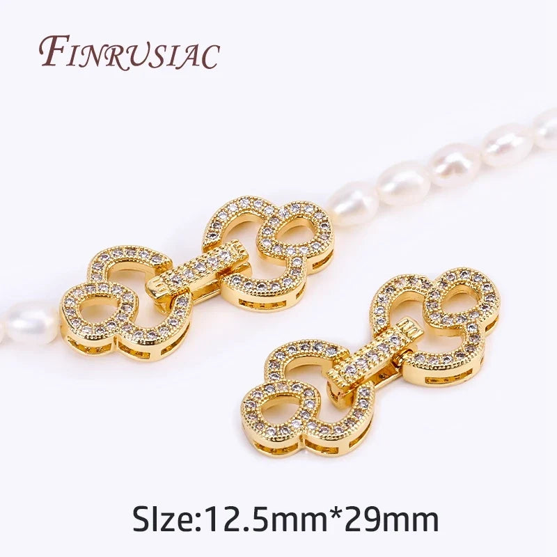18K Gold Plated Zircon Pearl Clasp | DIY Jewelry Findings
