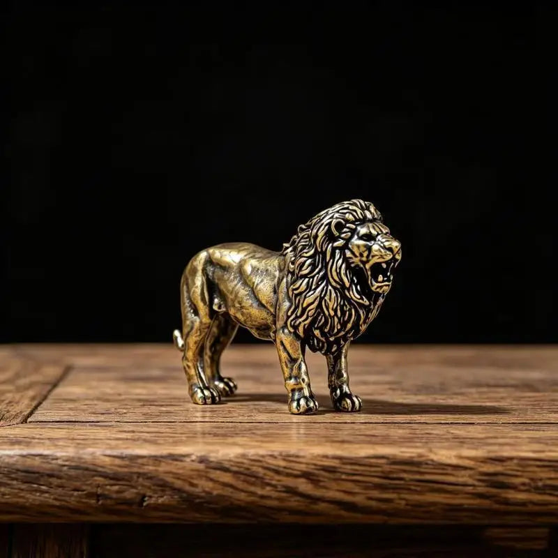Brass Lion Figurine Antique Finish – Home & Office Desk Decor