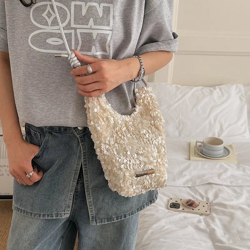 Korean Sequin Bucket Bag – Mini Crossbody Shoulder Bag