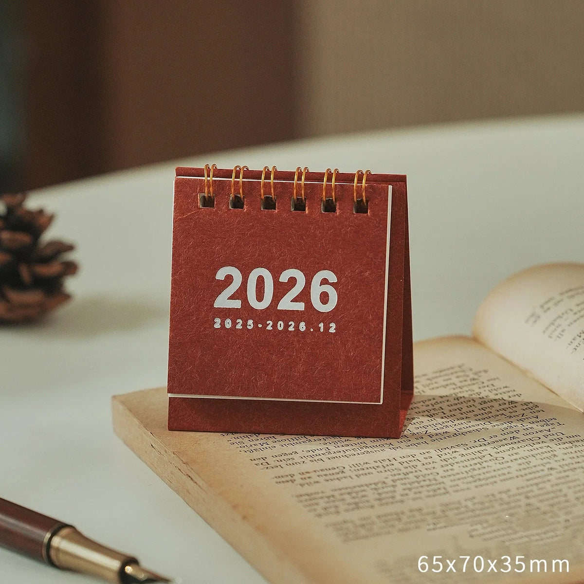 2026 Retro Mini Scroll Desk Calendar | Desktop Planner Decor