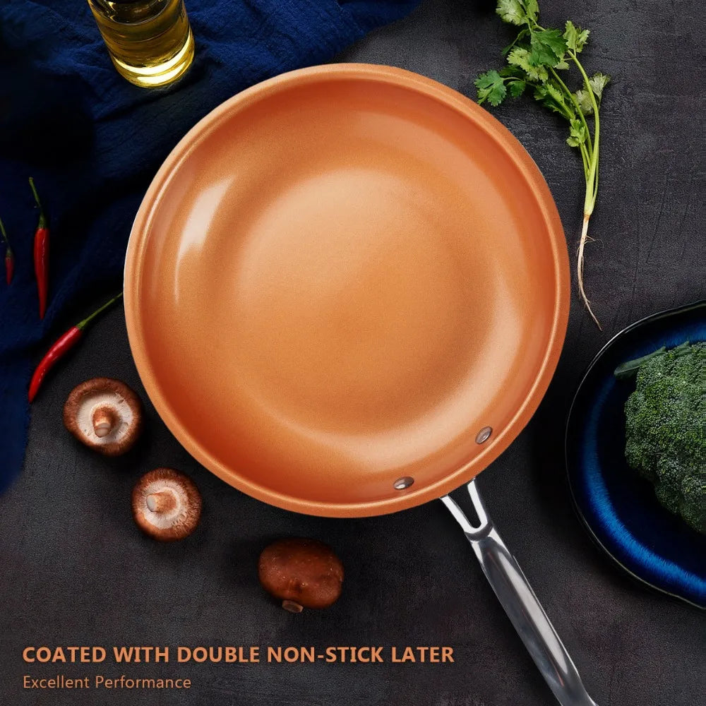 Non-Stick Copper Color Frying Pan | Skillet for Eggs & Steaks