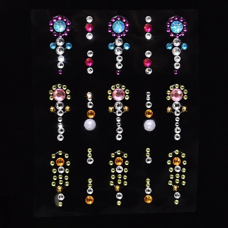 Rhinestone Face & Eye Gem Stickers – 15 Sheets Crystal Body Art
