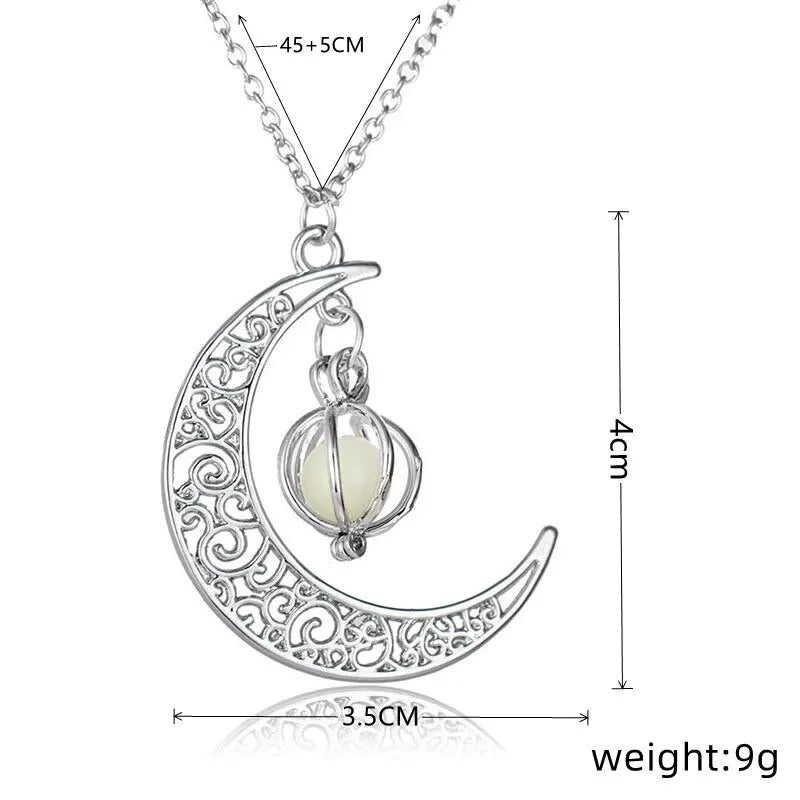 Silver-Tone Moon & Pumpkin Pendant Necklace | Light Luxury Style