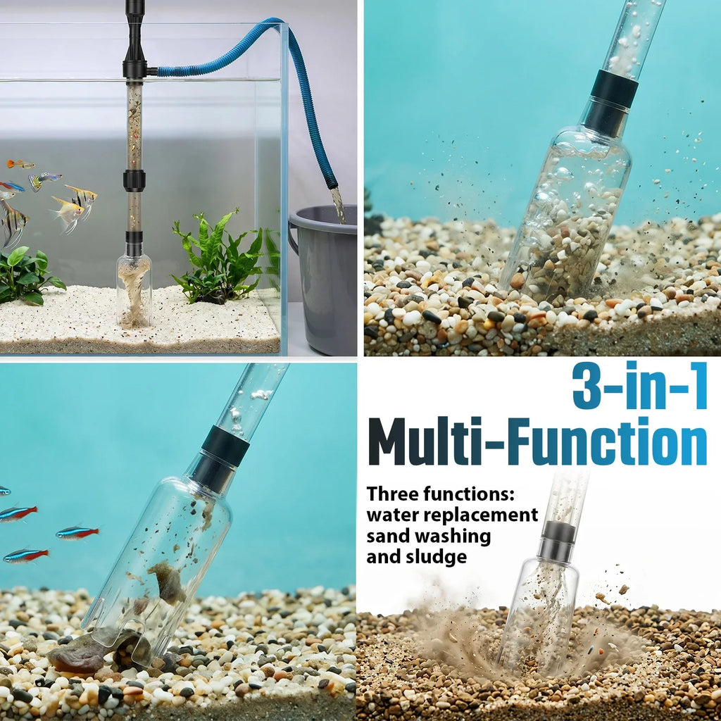 3-in-1 Electric Aquarium Vacuum Gravel Cleaner & Water Changer