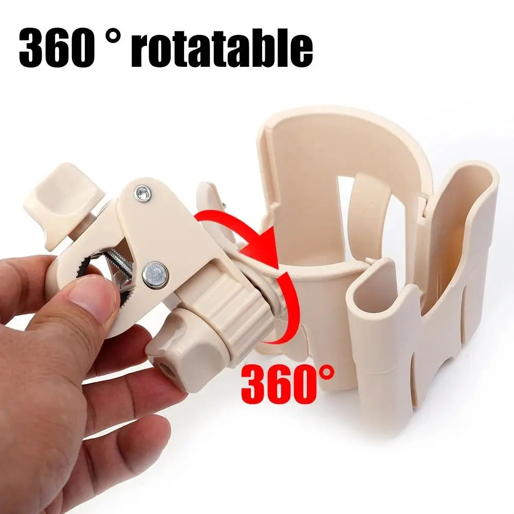 Universal 2-in-1 Stroller Cup & Phone Holder – 360° Rotating