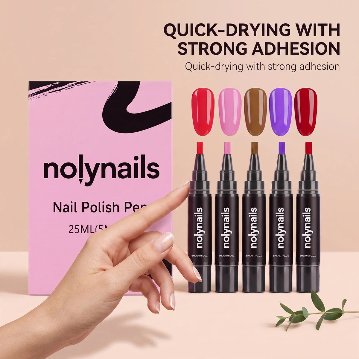 5-Color Gel Nail Polish Pen Set – Quick Dry, No UV Needed