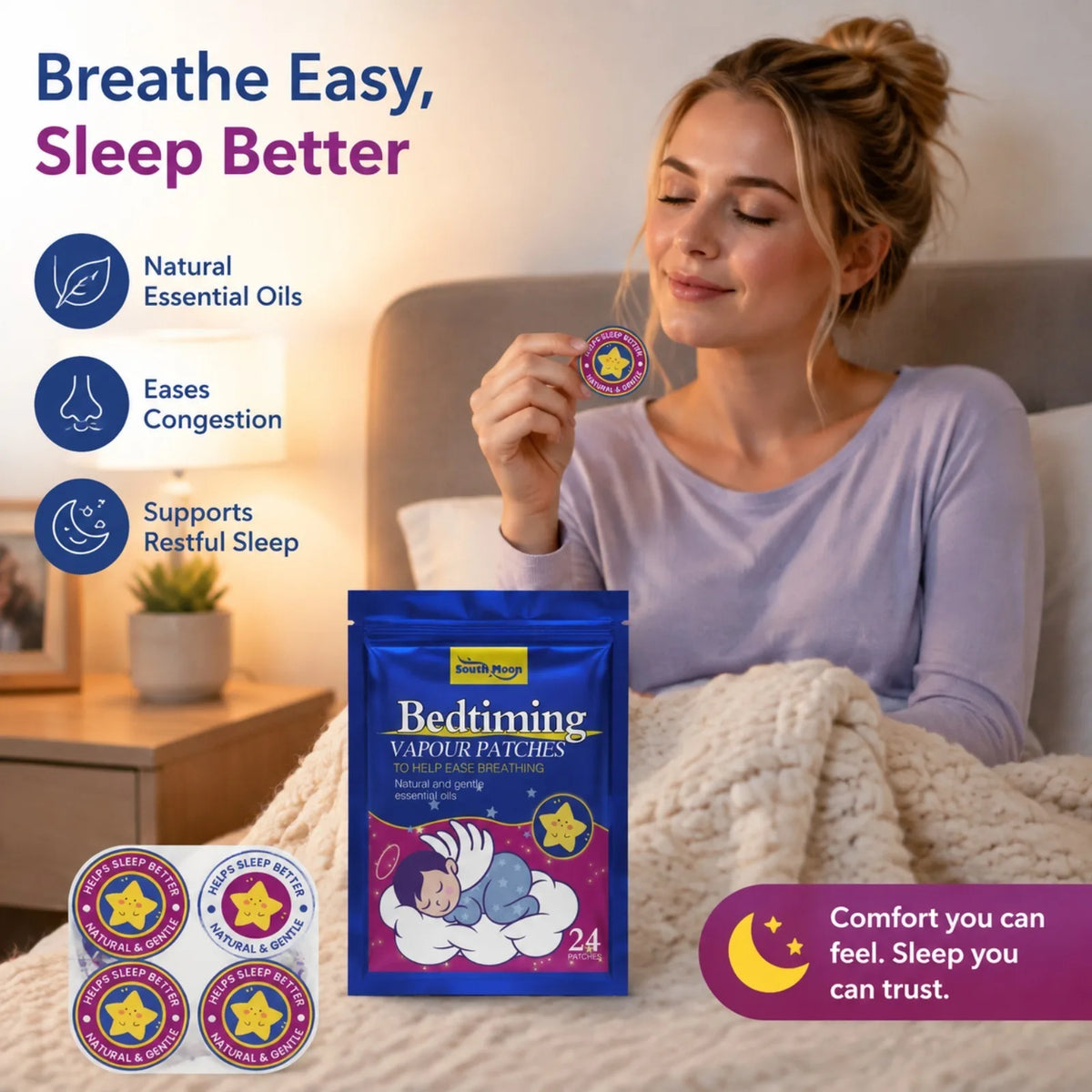 Nighttime Relaxation Patches – Essential Oil Sleep Stickers 24ct