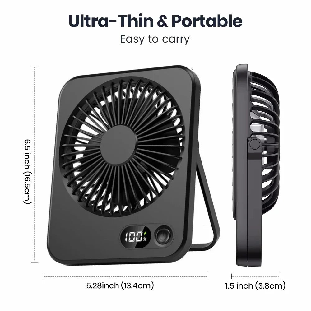 Mini Portable Rechargeable USB Desk Fan – 5 Speed 3-in-1