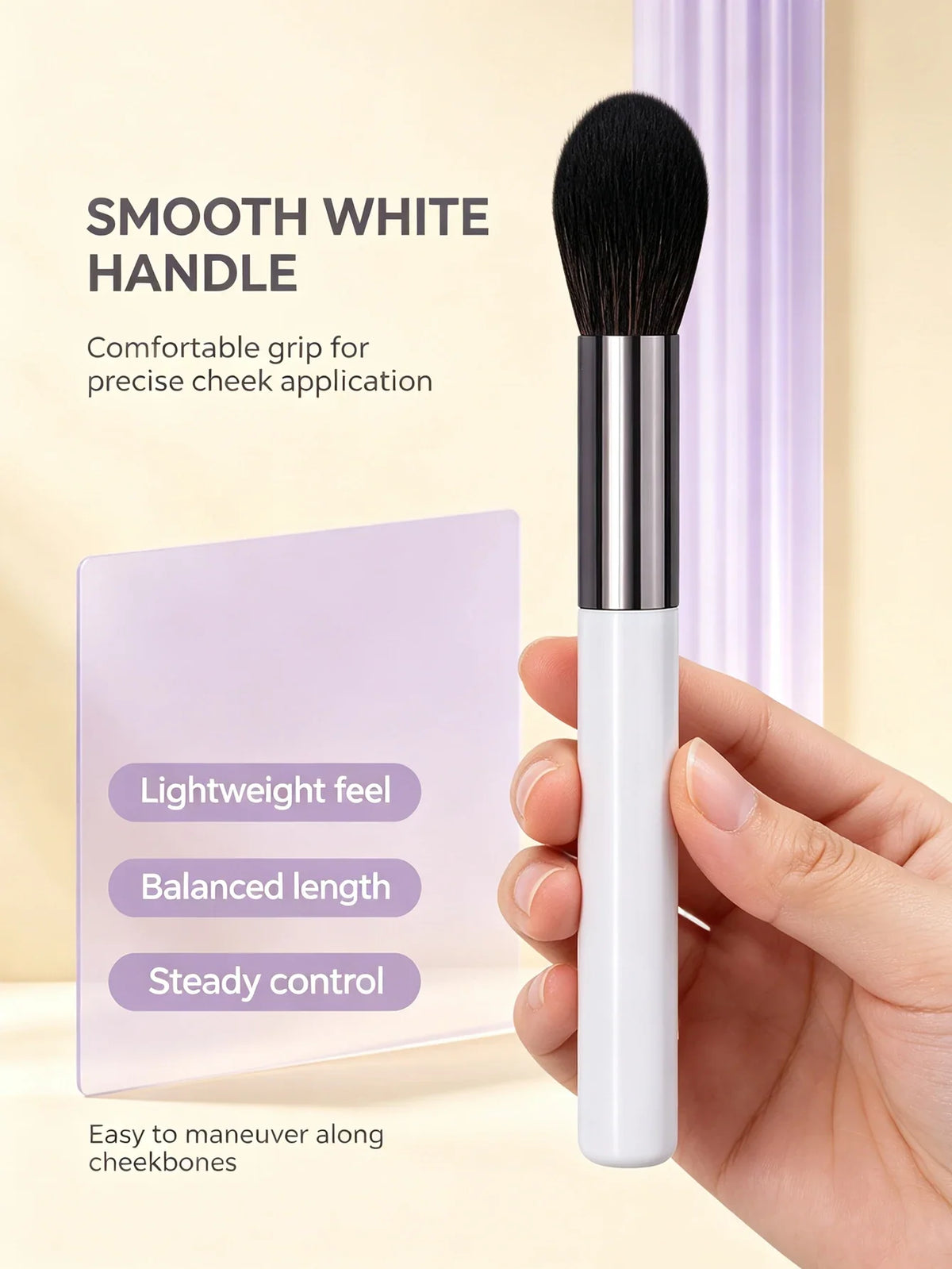 Nixie Soft Blush Brush – Multi-Use Face Brush, Synthetic Bristles