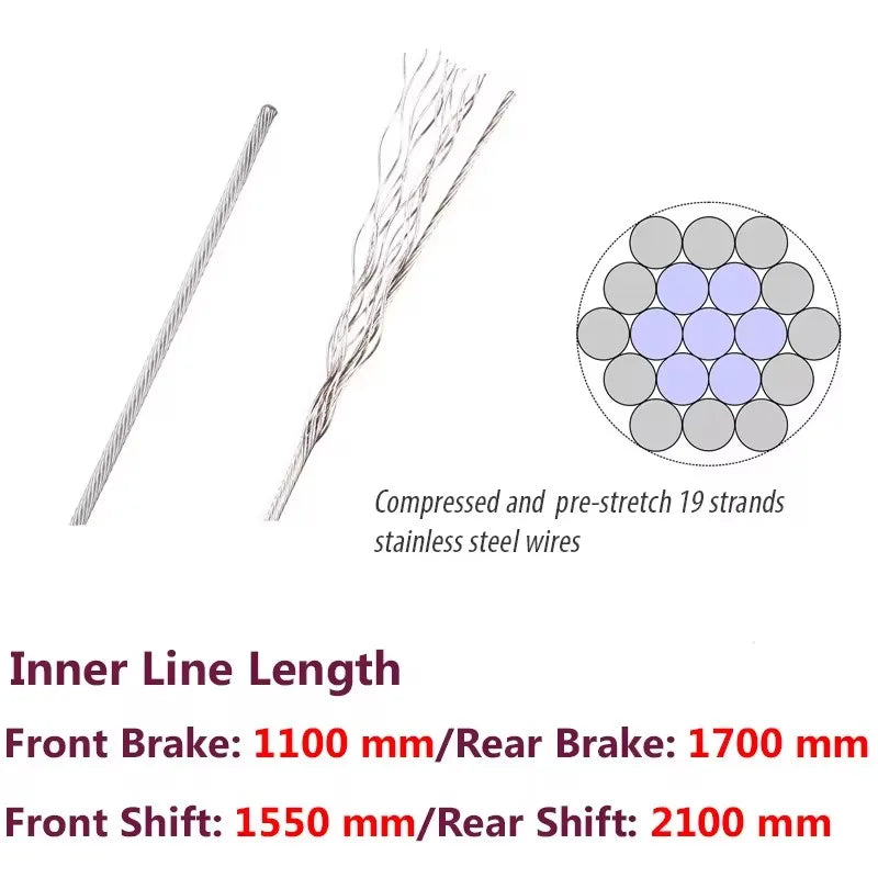Stainless Steel MTB Bike Brake & Shift Inner Cable 2100mm