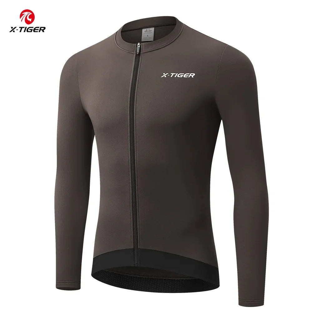 X-TIGER Winter Thermal Fleece Cycling Jersey | Long Sleeve MTB