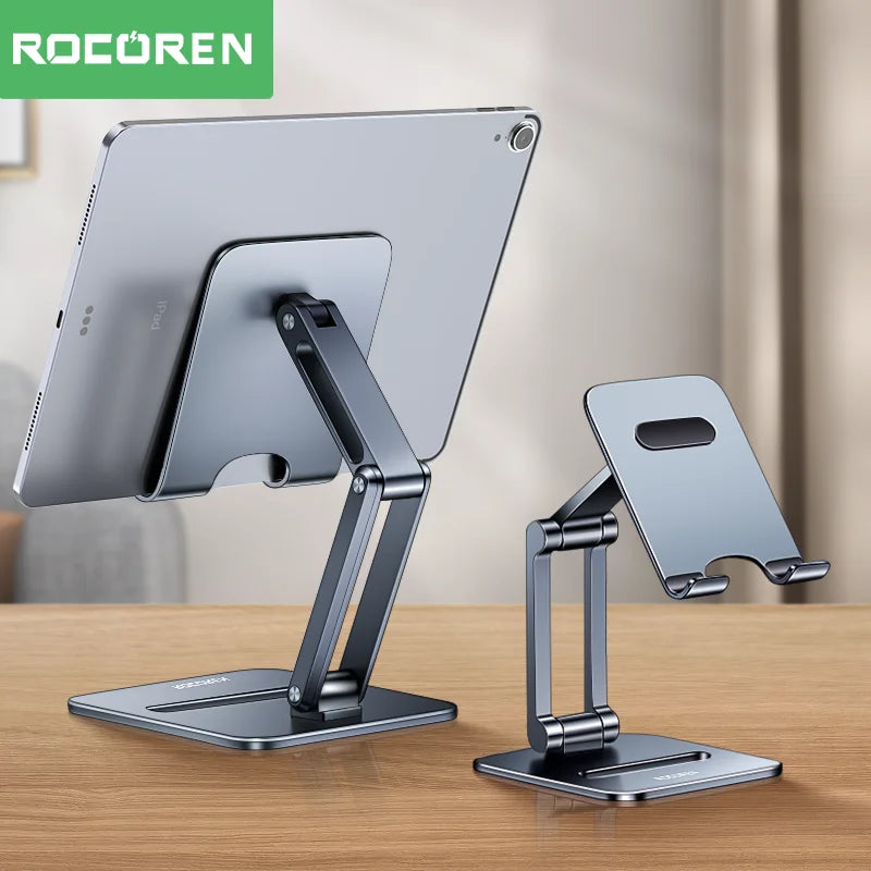 Rocoren Foldable Metal Phone & Tablet Desk Stand – Universal