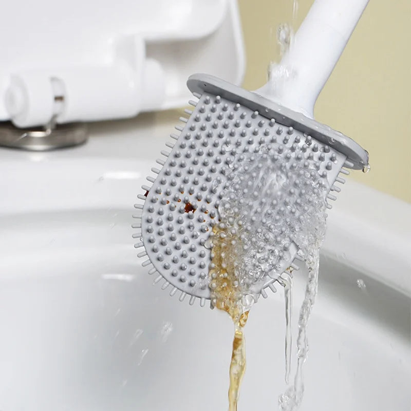 Silicone Wall-Mounted Long-Handle Toilet Brush | Eco-Friendly