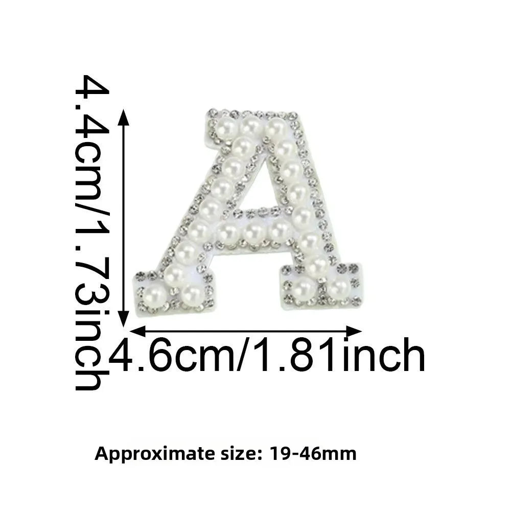 Pearl Rhinestone Letter Patches – Adhesive Non-Woven Appliqué
