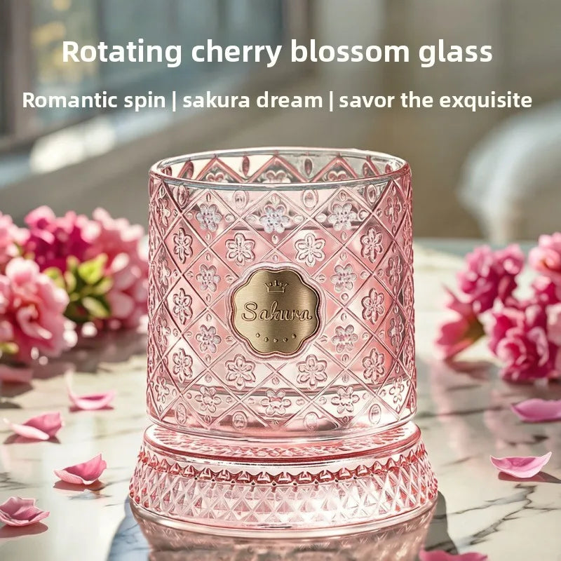 Pink Cherry Blossom Rotating Glass – Beer, Whiskey & Juice