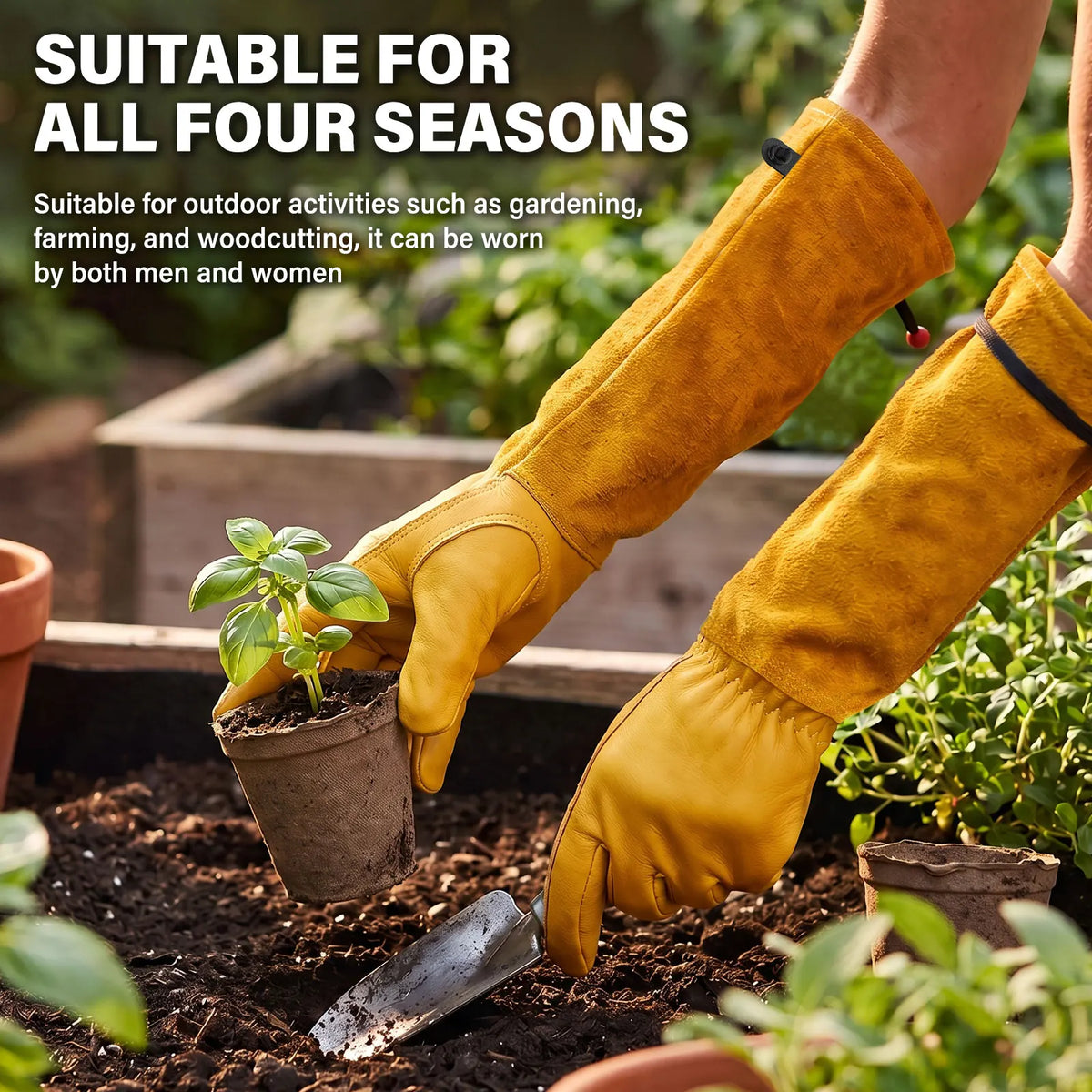 Toorise Long Leather Gardening Gloves – Thorn Proof, Elbow