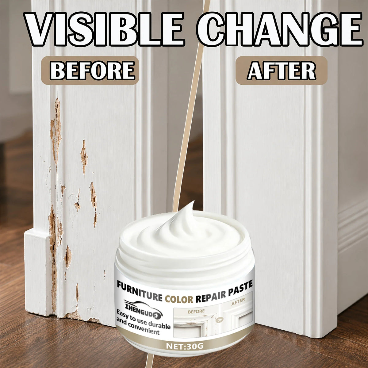 White Wood Repair Paste – Fill Scratches, Cracks & Fading