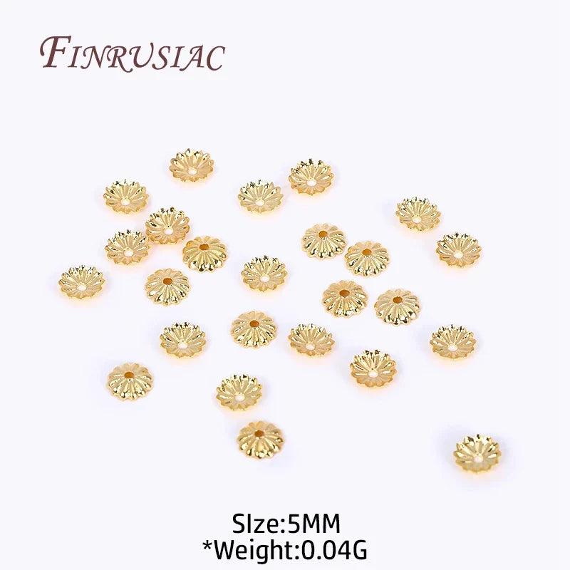 5mm 18K Gold Plated Brass Flower Bead Caps – DIY Jewelry