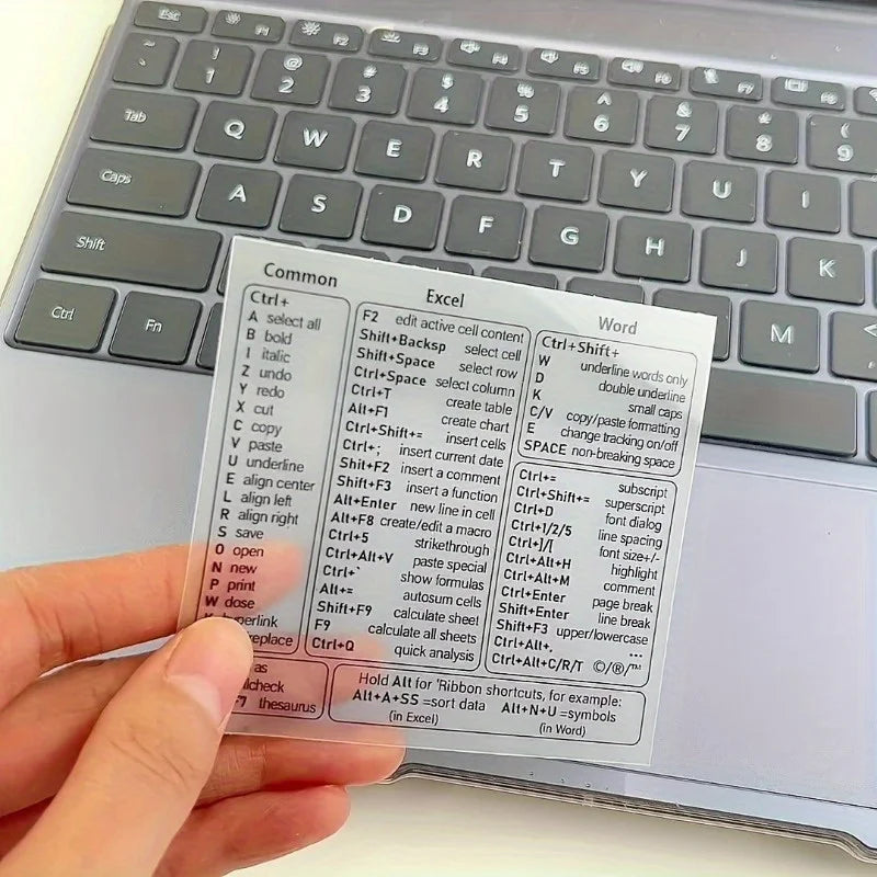 Transparent PET Keyboard Cover – Excel, Word & Windows Shortcuts