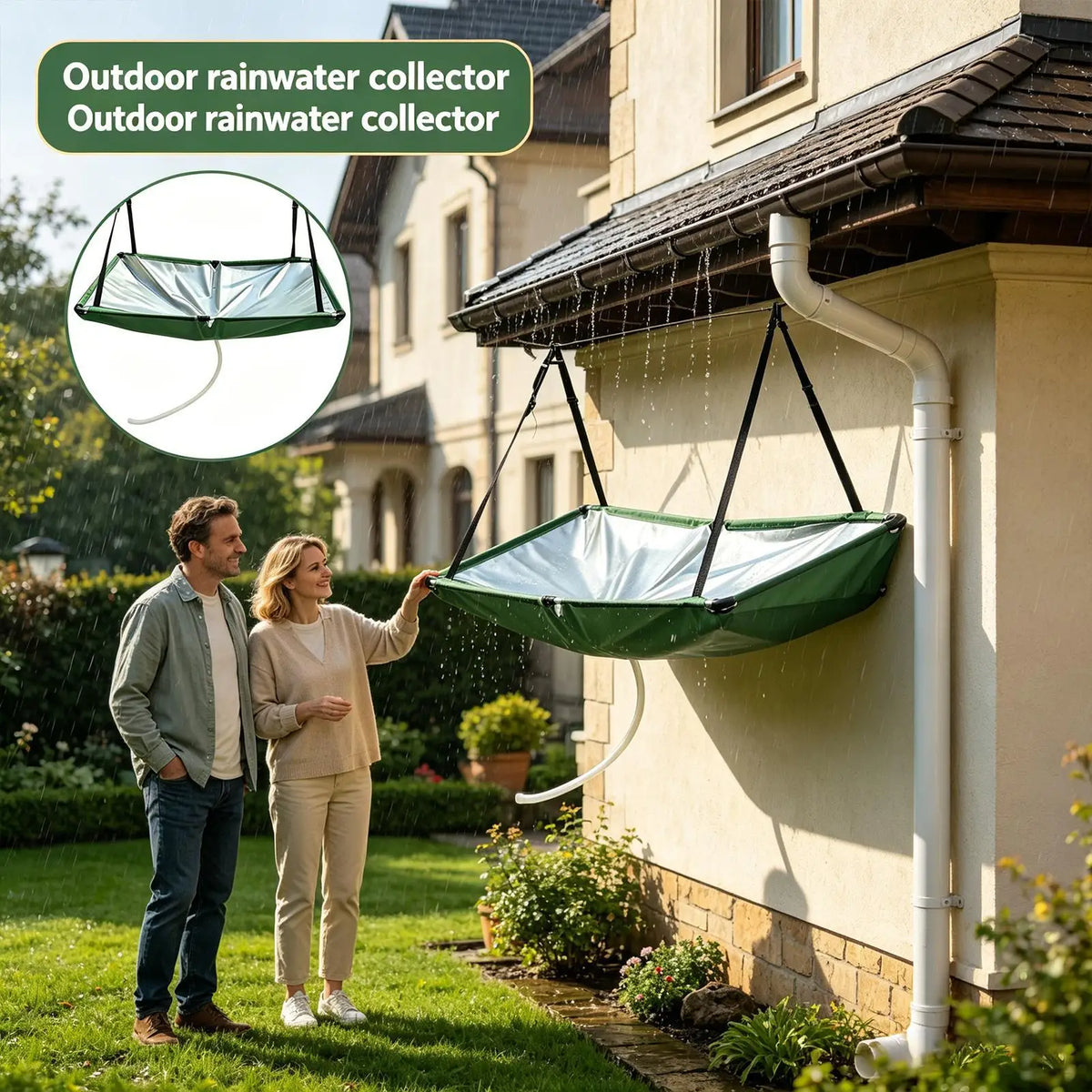 Rain Catcher Cloth with Hose | Garden Water Harvester