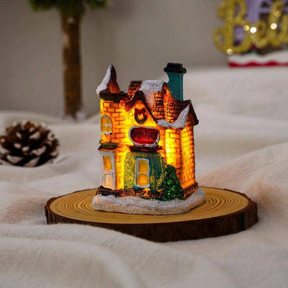 LED Christmas Village Miniature Light House Resin Ornament