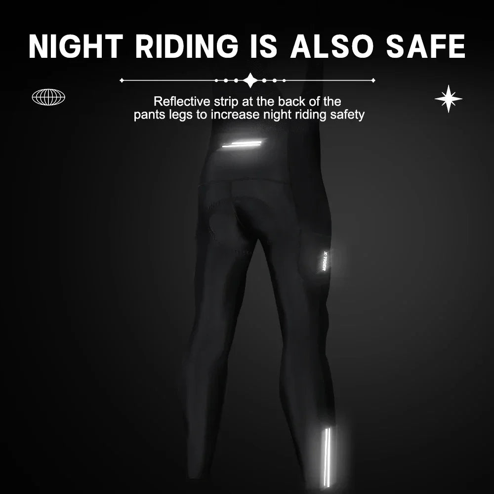 X-TIGER Men's Thermal Fleece Cycling Bib Pants – 5D Gel Pad
