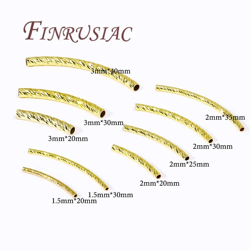 20Pcs 18K Gold Plated Brass Curved Tube Spacer Beads DIY