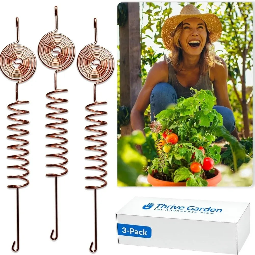 3pcs Copper Coil Electroculture Plant Stakes | Garden Support