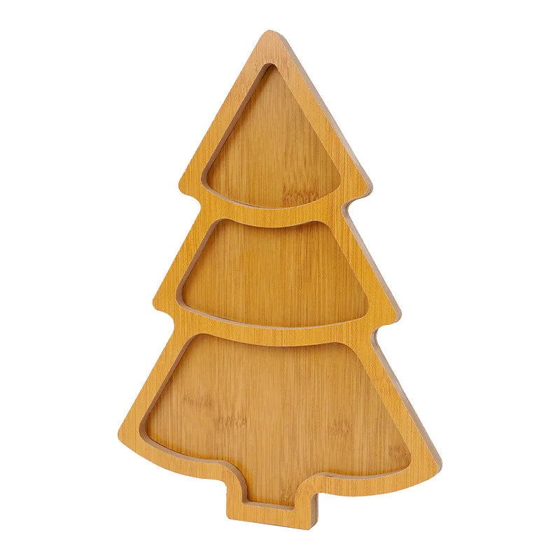 Christmas Bamboo Multi-Compartment Serving Tray – Party Snacks