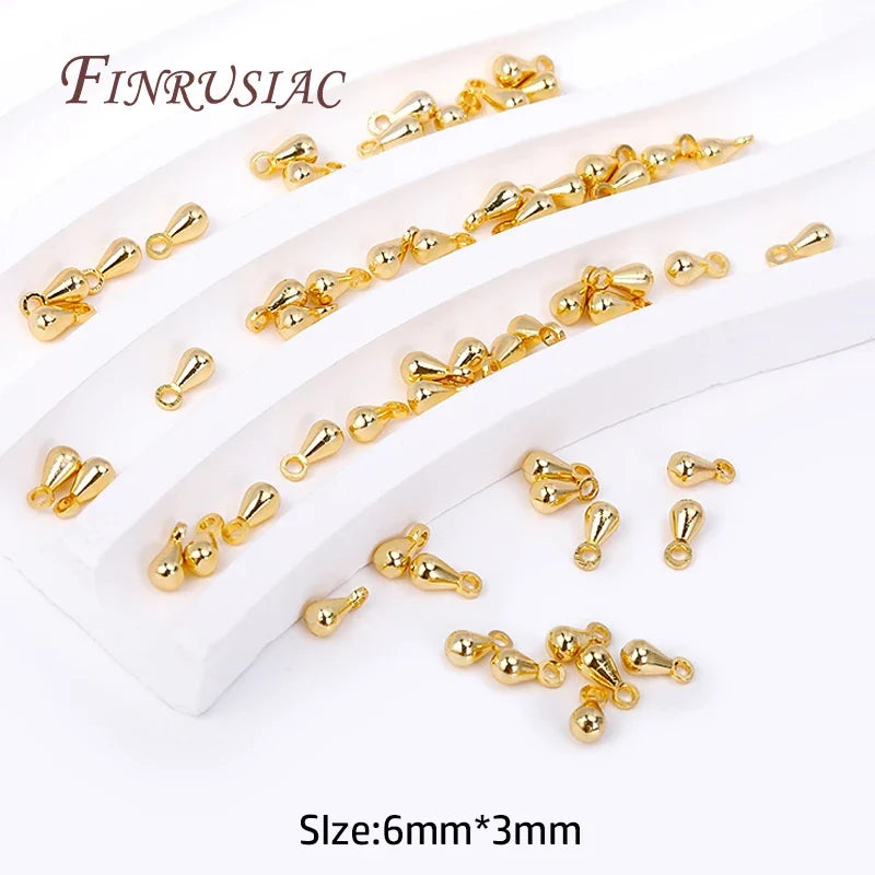 18K Gold Plated Water Drop Pendant End Beads | DIY Jewelry