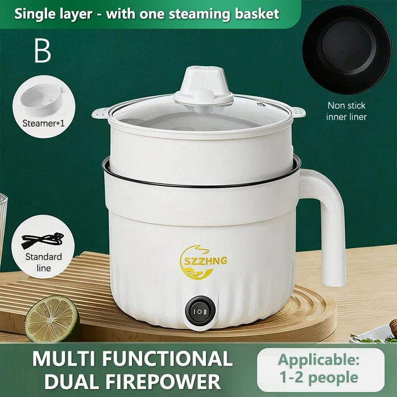 Mini Rice Cooker with Steamer 1.8L Non-Stick Electric Hot Pot
