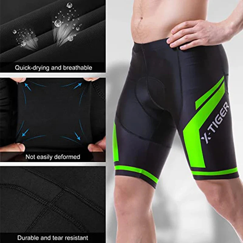X-TIGER Men's MTB Cycling Shorts | 5D Gel Pad, UV Protection