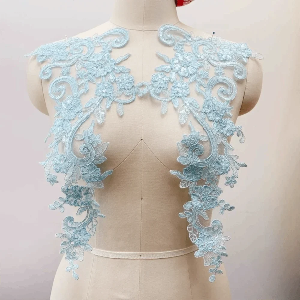 2Pcs Sequin Embroidery Flower Applique Patch – Lace Tulle