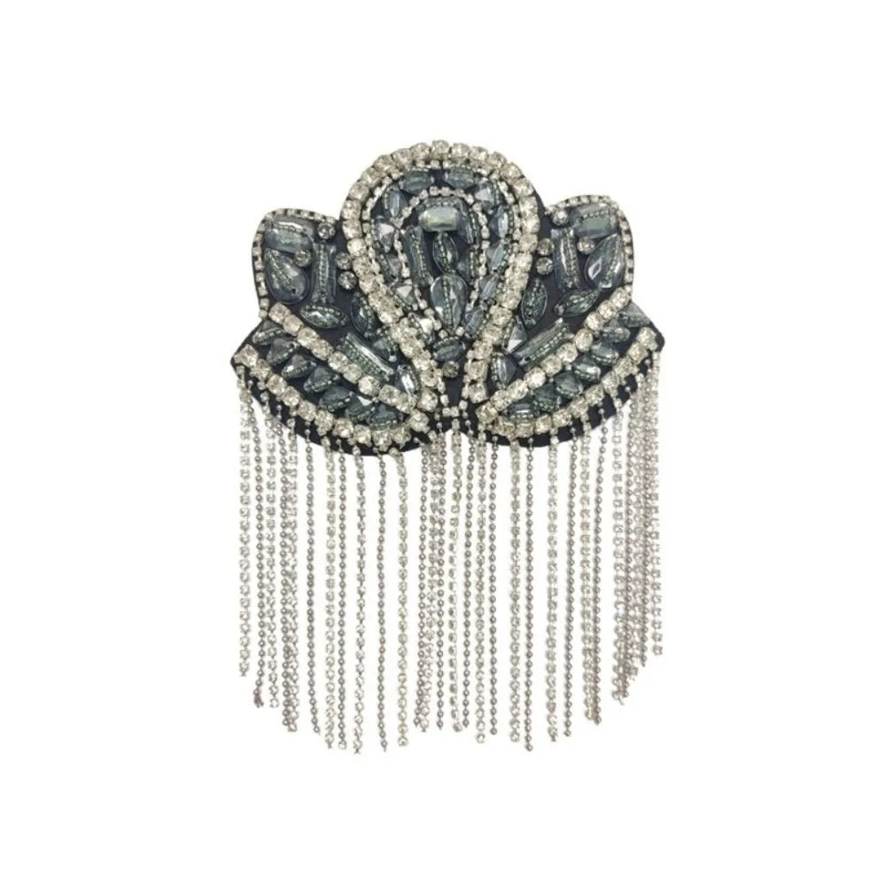 Rhinestone Tassel Epaulet – Sparkling Beaded Shoulder Patch