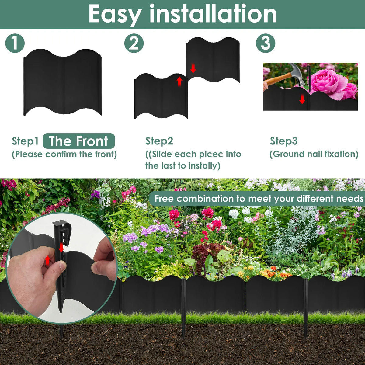 20-Piece No-Dig Interlocking Garden Lawn Edging Border Kit