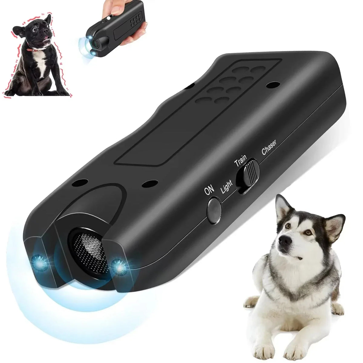Ultrasonic Dog Repeller Anti-Barking Trainer with LED | Black