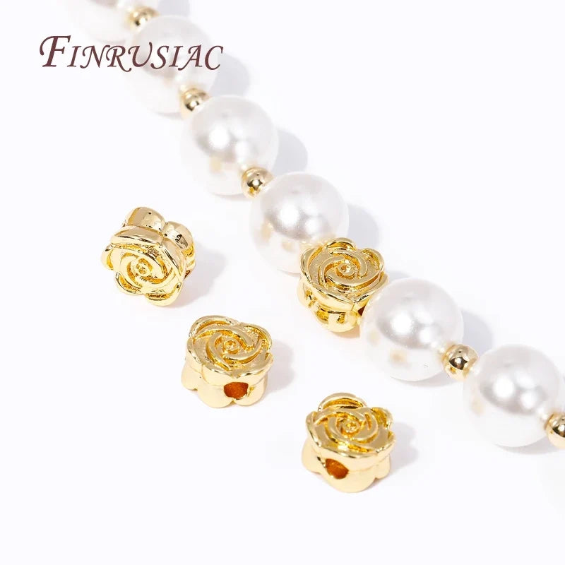 18K Gold Plated Brass Flower Spacer Beads – DIY Jewelry Making