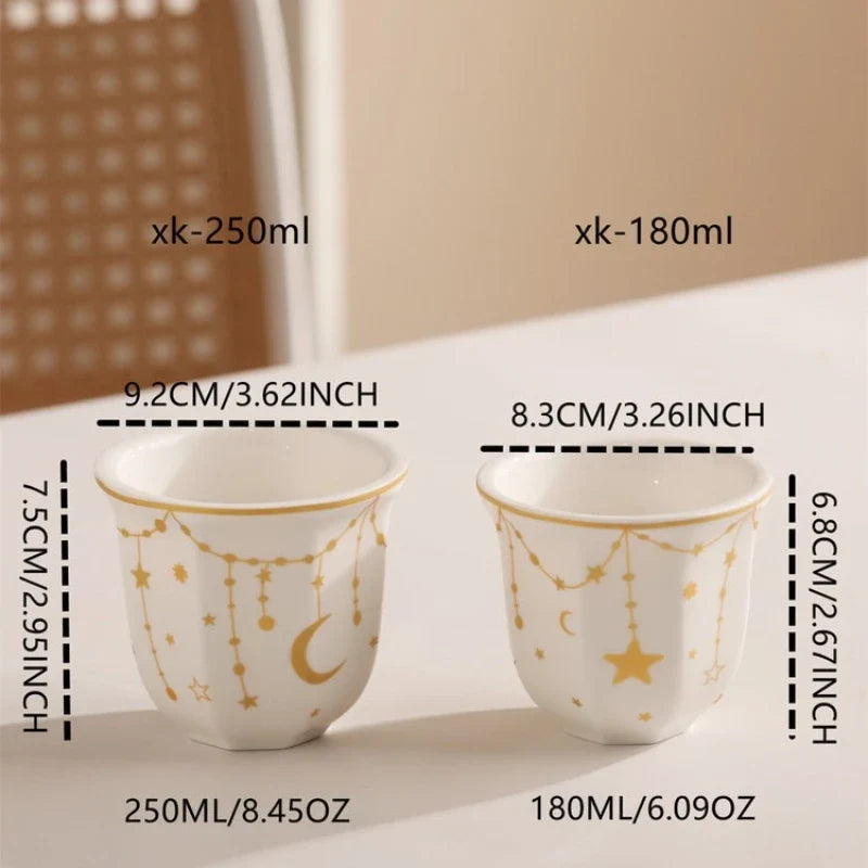 Kabuki Octagonal Ceramic Espresso Cup | Floral Coffee Cup